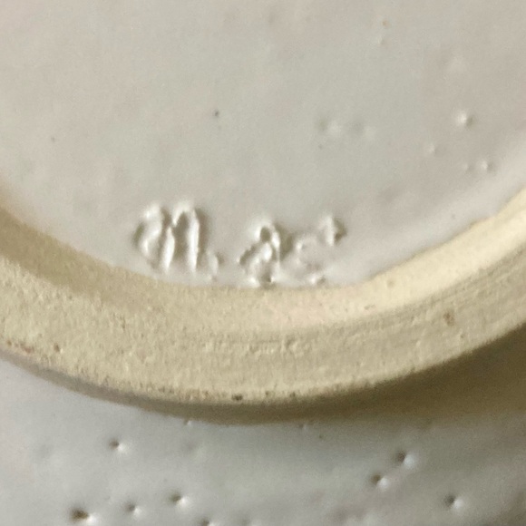 Studio Art Pottery Blue and White Shapes Bowl Plate Signed Modernist - Picture 4 of 6